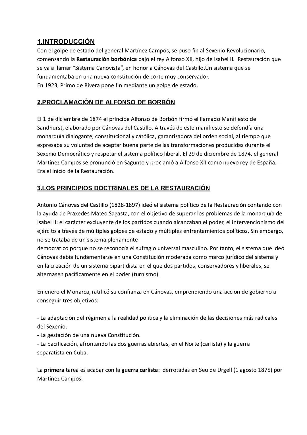 Tema 7: La Restauración Borbónica en España
