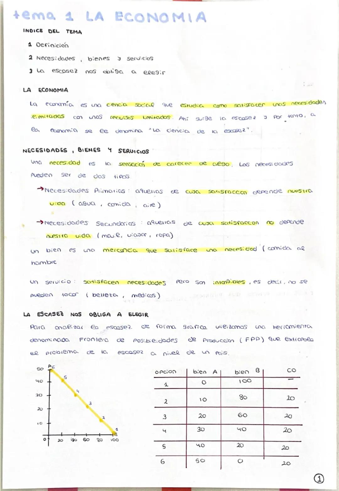 # TEMA 1 LA ECONOMIA

INDICE DEL TEMA

1 Definición
2 Necesidades , bienes y servicios
3 la escasez nos obliga a elegir

LA ECONOMIA

La eco
