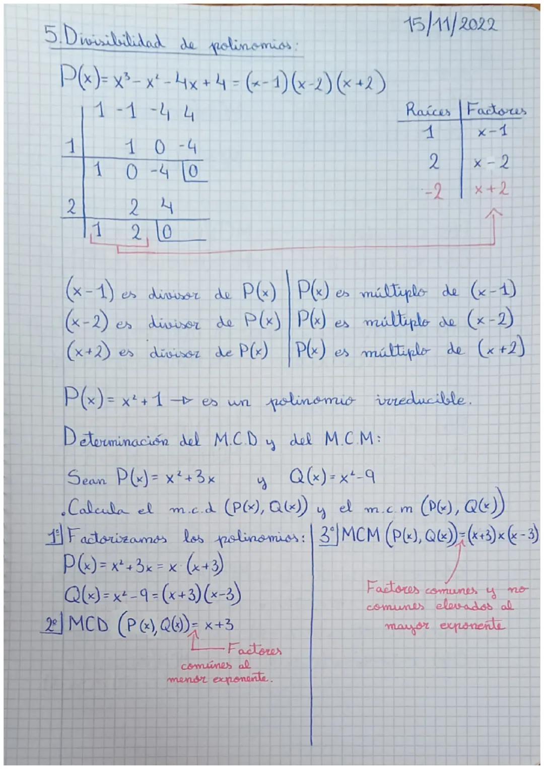 Tema 2: Polinomios y fracciones
algebraicas
1. Polinomios. Operaciones:
1
3 x 5 + 14x4 - 1 x³ + √ = x² + 4 + polinomio grado 5
2
3x5
14x"
1
