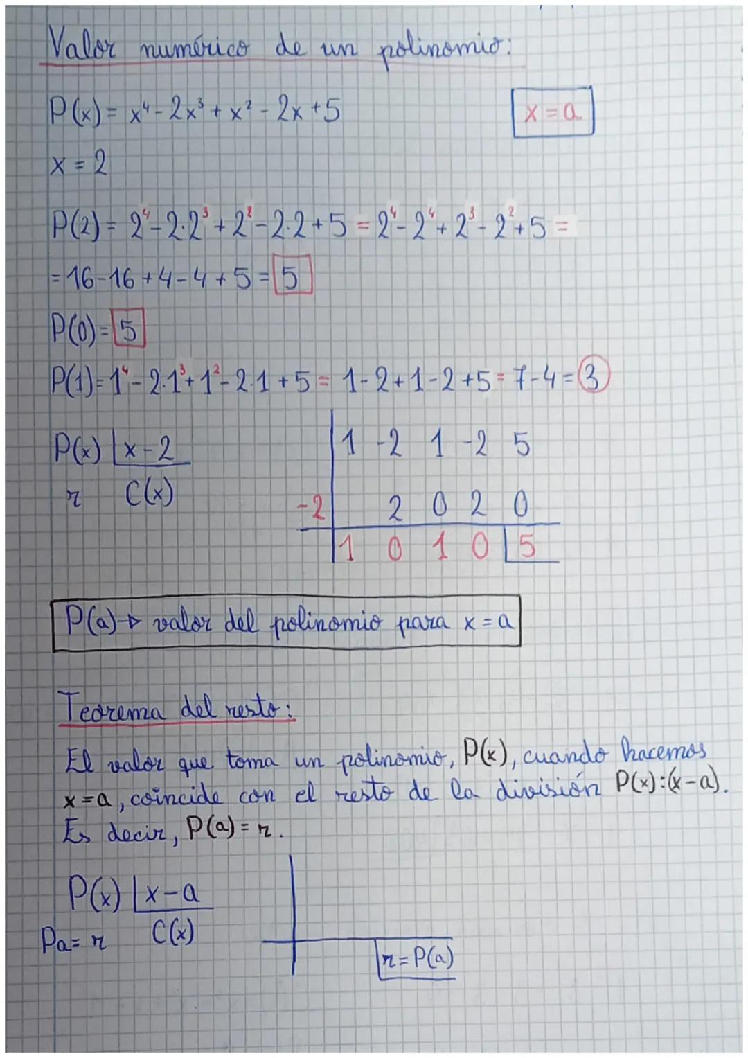 Tema 2: Polinomios y fracciones
algebraicas
1. Polinomios. Operaciones:
1
3 x 5 + 14x4 - 1 x³ + √ = x² + 4 + polinomio grado 5
2
3x5
14x"
1
