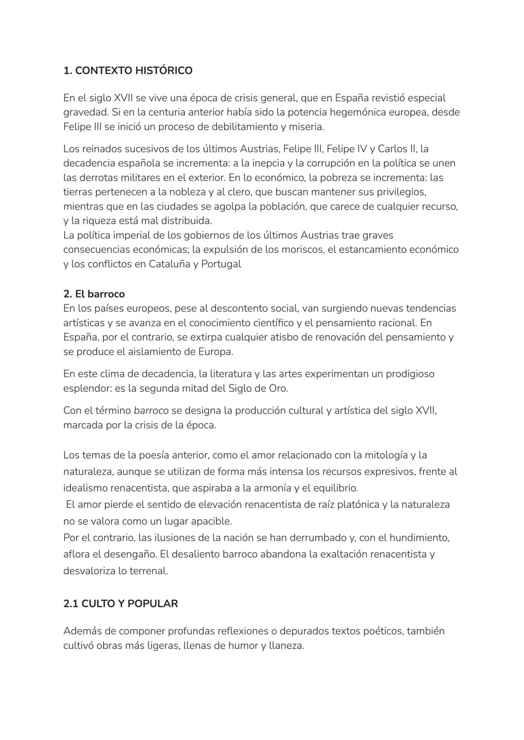 1. CONTEXTO HISTÓRICO
En el siglo XVII se vive una época de crisis general, que en España revistió especial
gravedad. Si en la centuria ante