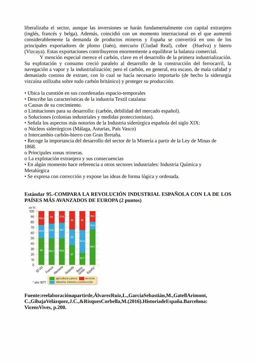TEMA 8. EBAU.
Estándar 94.-DESCRIBE LA EVOLUCIÓN DE LA INDUSTRIA TEXTIL CATALANA, LA
SIDERURGIA Y LA MINERÍA A LO LARGO DEL SIGLO XIX (2 pun