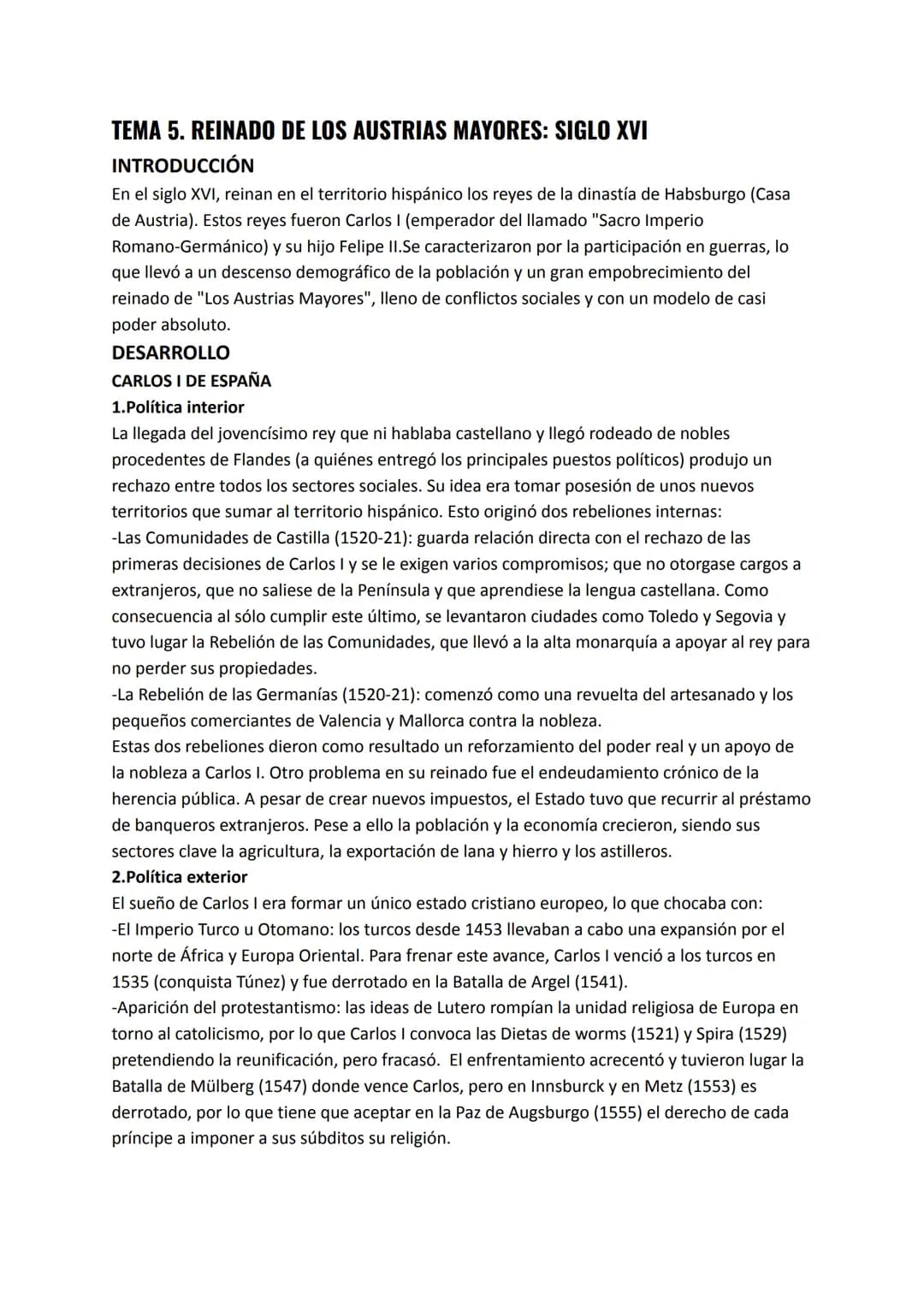 TEMA 5. REINADO DE LOS AUSTRIAS MAYORES: SIGLO XVI
INTRODUCCIÓN
En el siglo XVI, reinan en el territorio hispánico los reyes de la dinastía 