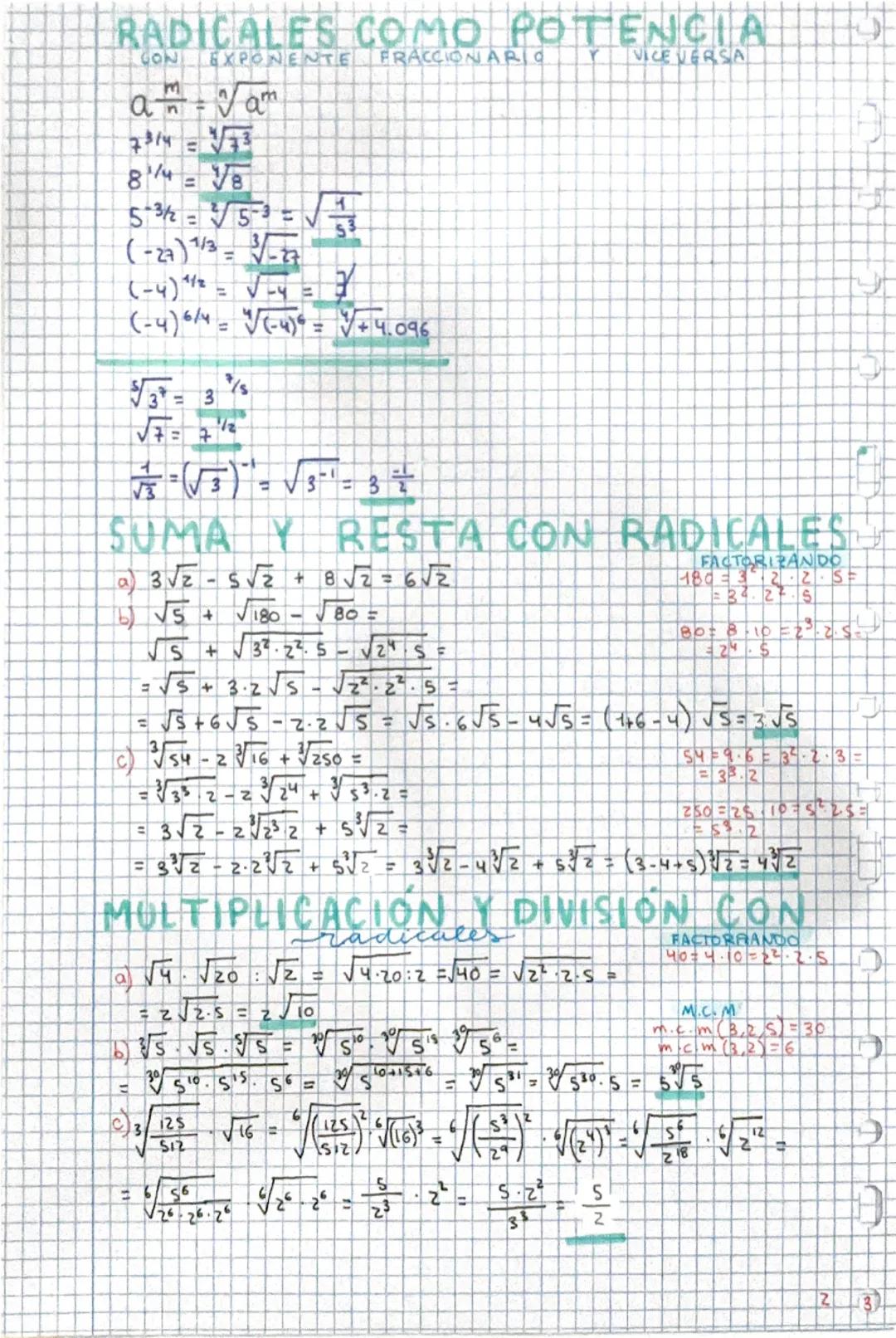 # PROPIEDADES YOPERACIONES CON
## radicales

$\sqrt[n]{a^m}$$\longrightarrow$ radicando -Rait con potencia con exponente fraccionaria.
n'ind