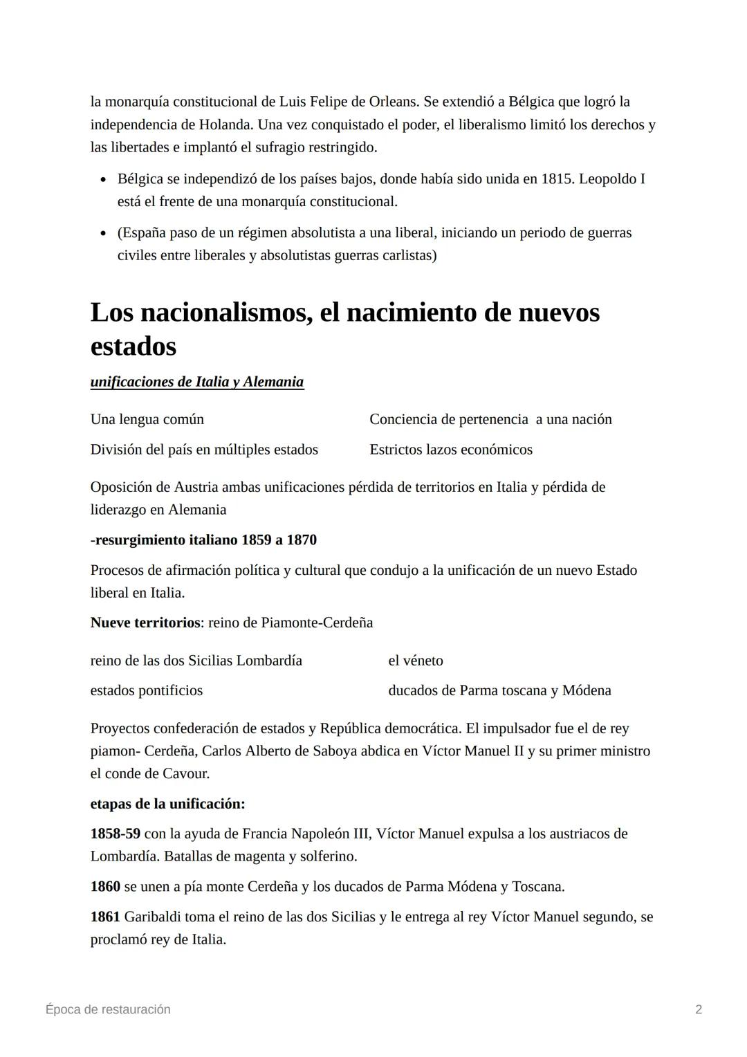 # Época de restauración

La vuelta al absolutismo

1814 y 1815 Reino Unido, Austria, Prusia y Rusia se reunieron en el congreso de Viena:

R