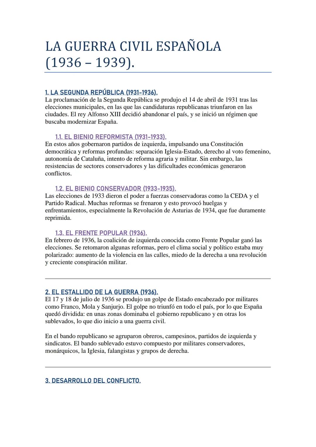 # LA GUERRA CIVIL ESPAÑOLA
(1936-1939).

1. LA SEGUNDA REPÚBLICA (1931-1936).
La proclamación de la Segunda República se produjo el 14 de ab