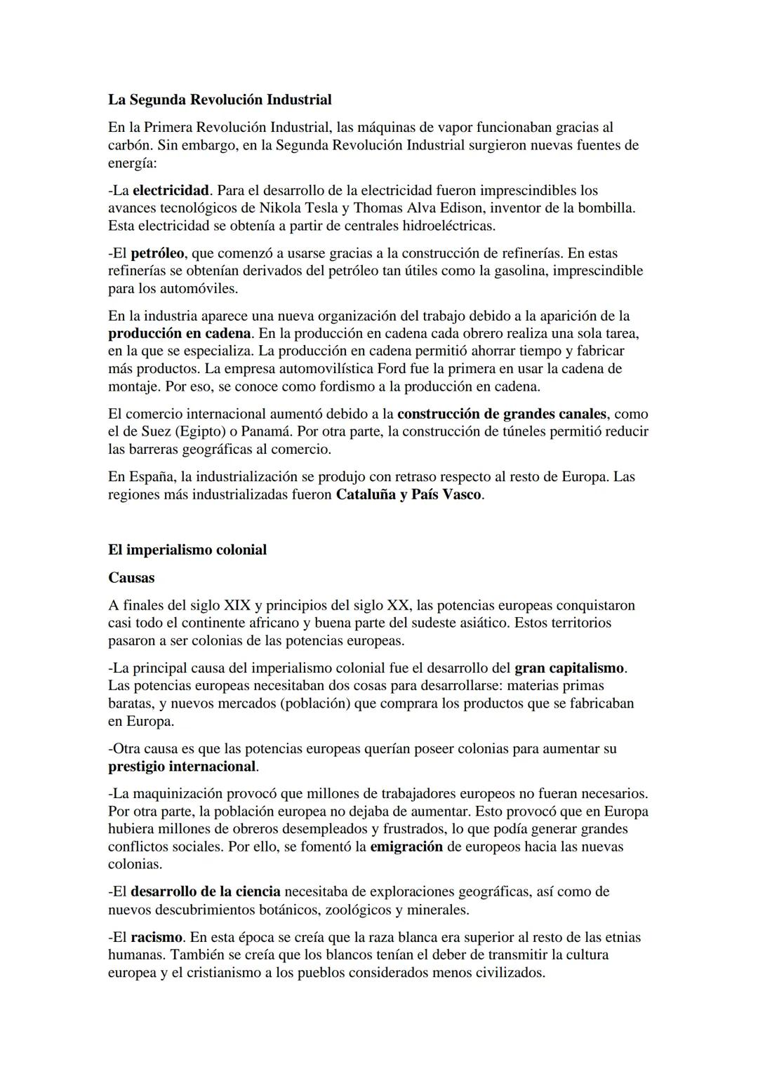 La Segunda Revolución Industrial
En la Primera Revolución Industrial, las máquinas de vapor funcionaban gracias al
carbón. Sin embargo, en l