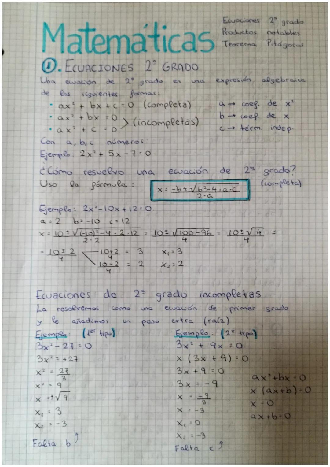 Matematicas

.ECUACIONES 2° GRADO

Una ewación de 2º grado es una expresión algebraica
de Ras siguientes formas:

- $ax + bx + c = 0$ (compl