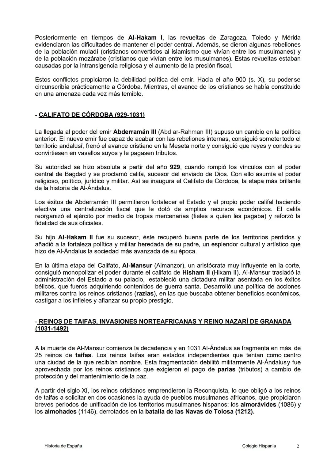 2. AL-ÁNDALUS. EVOLUCIÓN POLÍTICA.
Introducción
En el año 711, un ejército bereber procedente del norte de África inició la conquista de la
