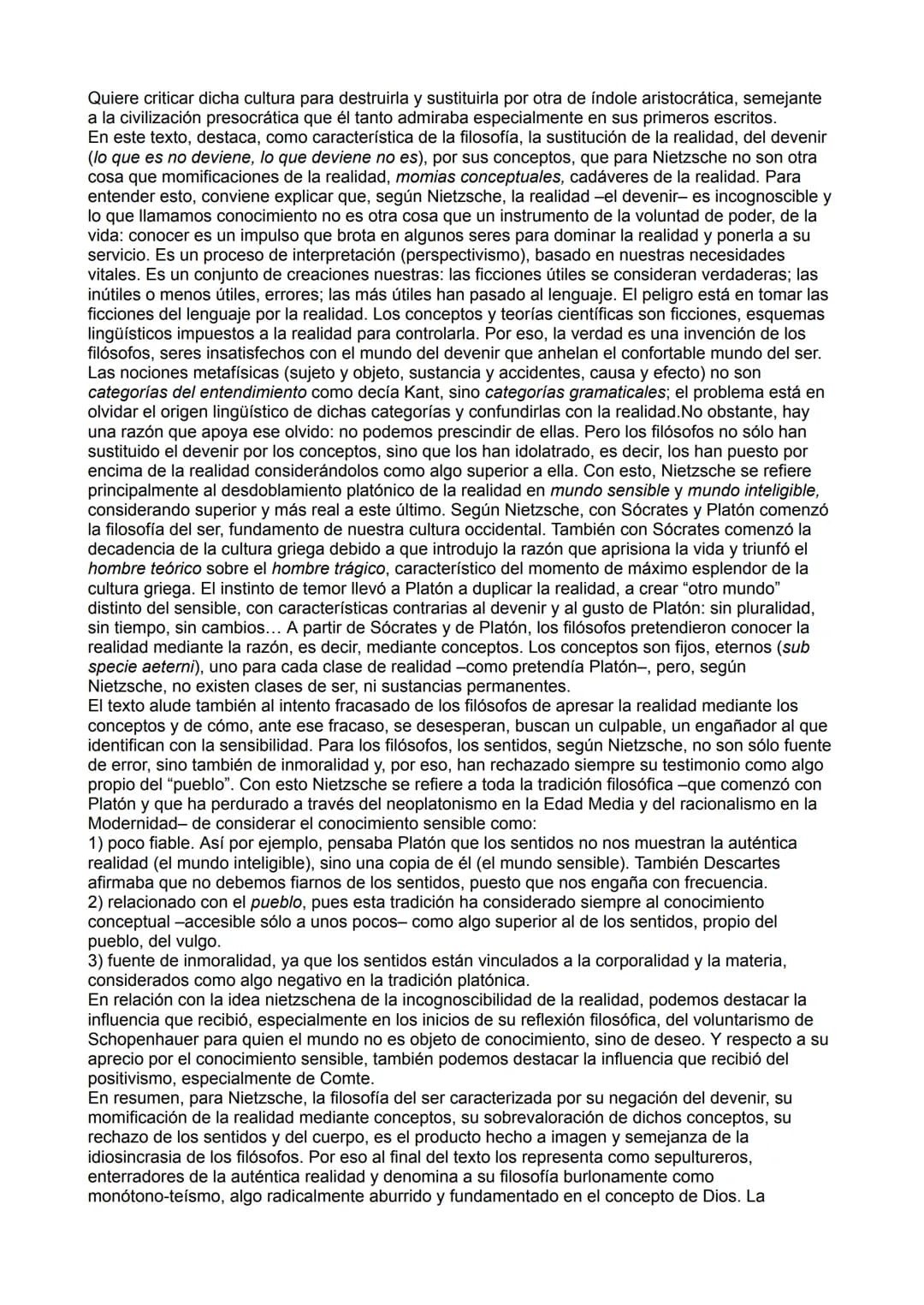 Resumen y análisis por fragmentos del texto:
TEXTO I: LA IDIOSINCRASIA DE LOS FILÓSOFOS: EL MIEDO AL DEVENIR.
Resumen
En este texto, en prim
