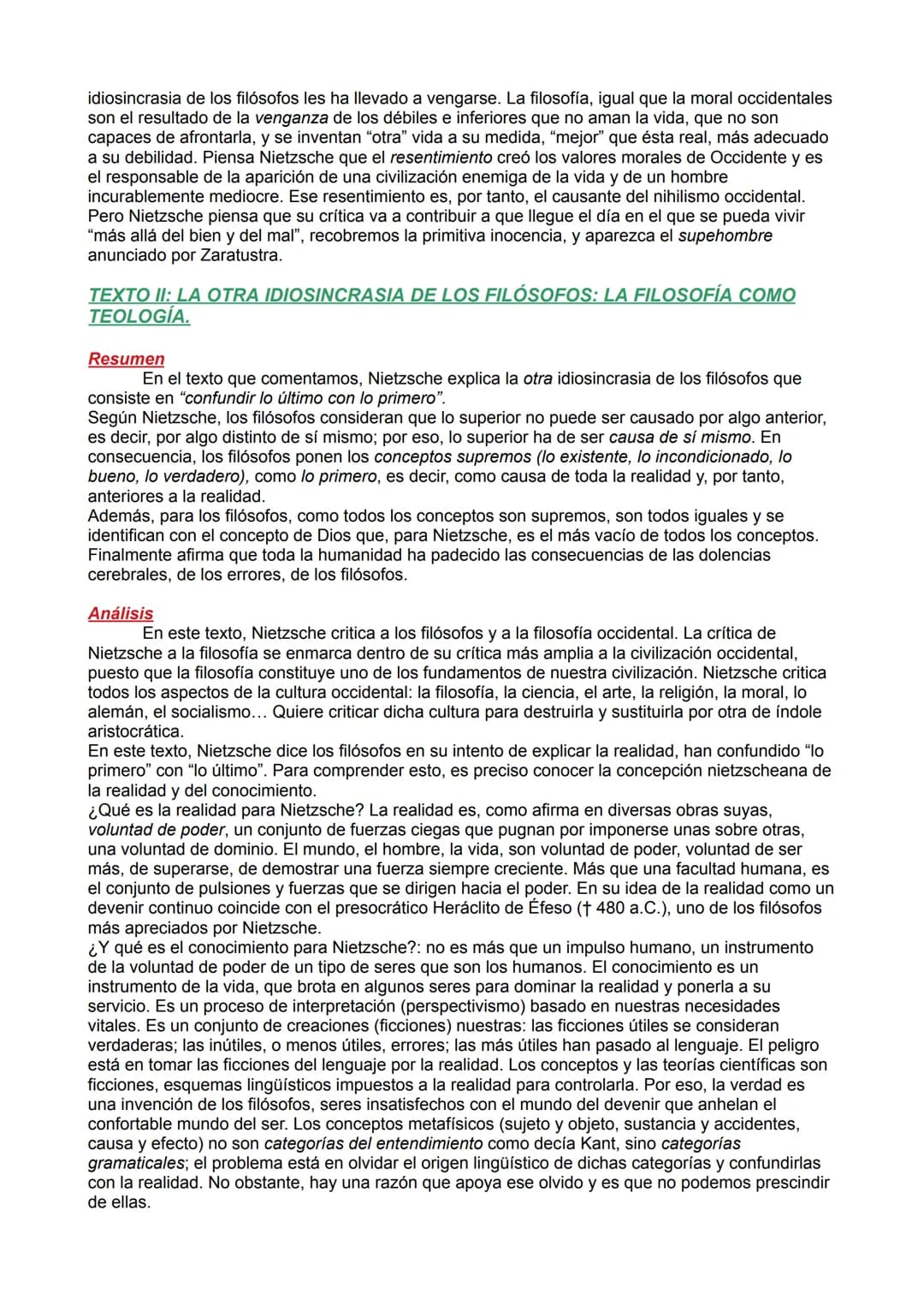 Resumen y análisis por fragmentos del texto:
TEXTO I: LA IDIOSINCRASIA DE LOS FILÓSOFOS: EL MIEDO AL DEVENIR.
Resumen
En este texto, en prim