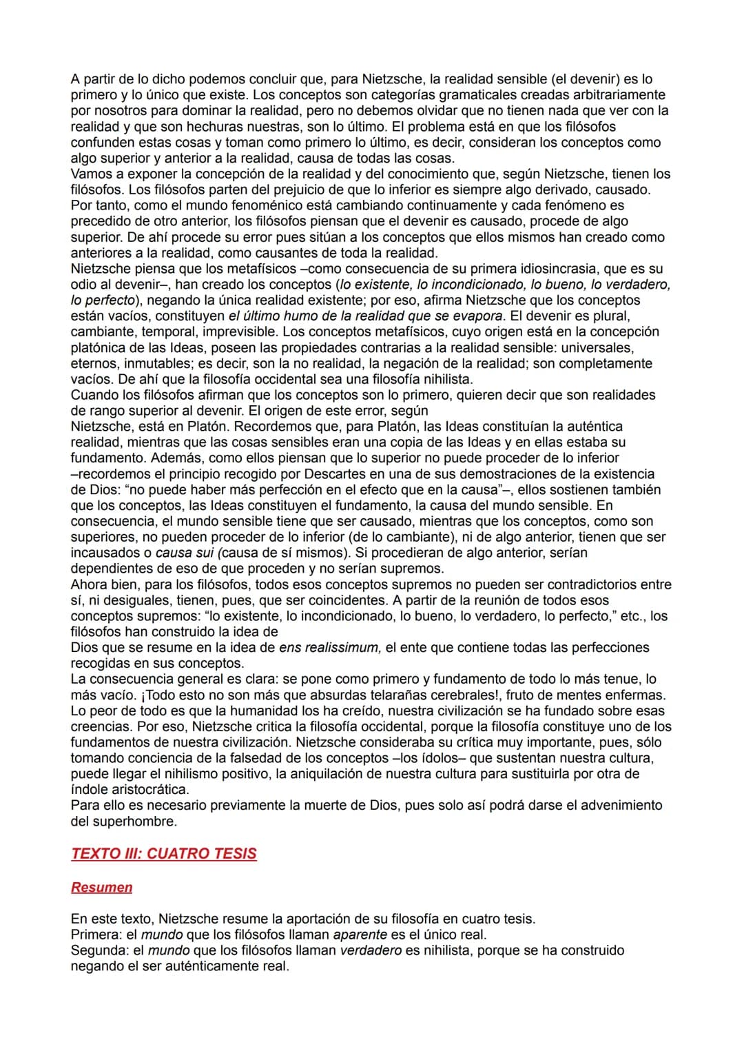 Resumen y análisis por fragmentos del texto:
TEXTO I: LA IDIOSINCRASIA DE LOS FILÓSOFOS: EL MIEDO AL DEVENIR.
Resumen
En este texto, en prim