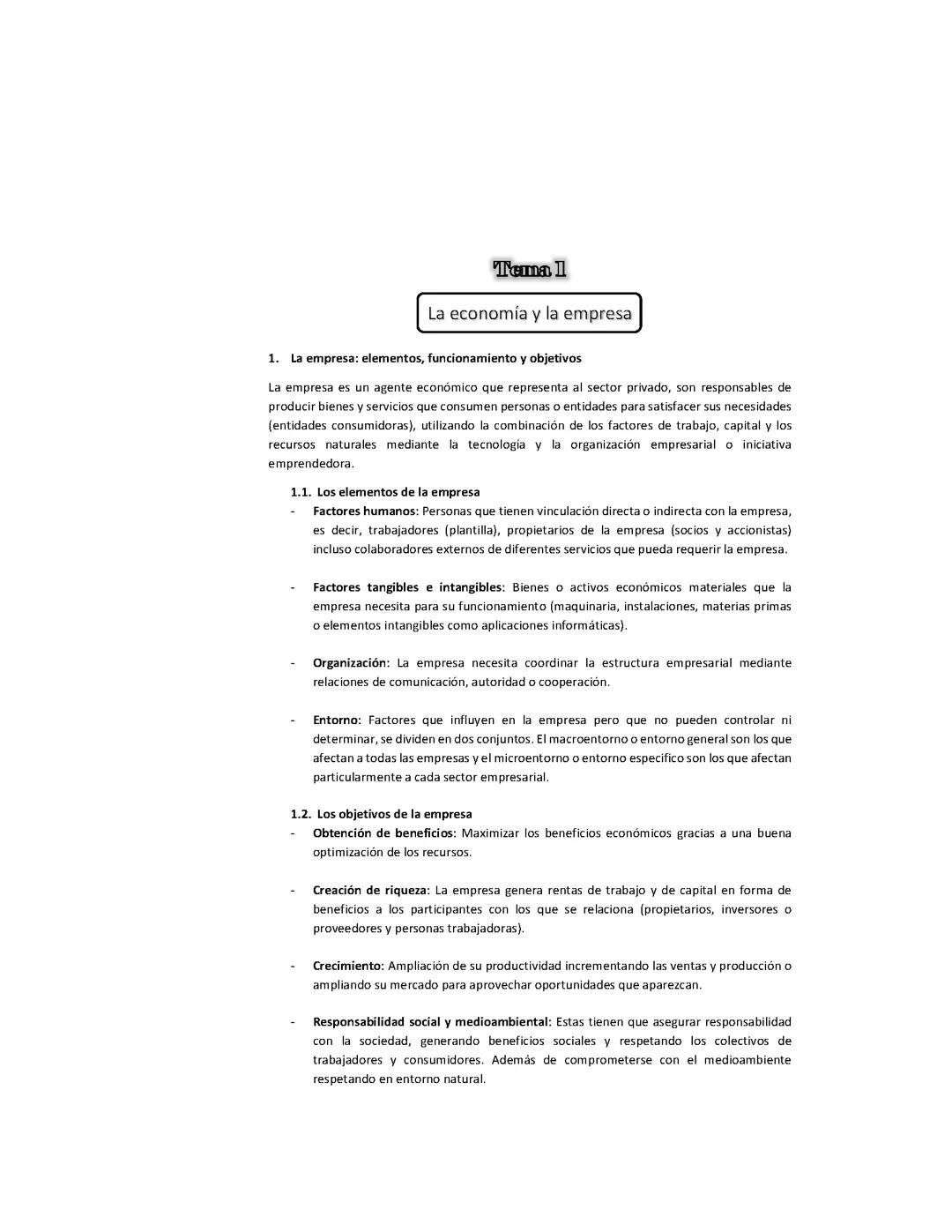 Tema 1. La economía y las empresas