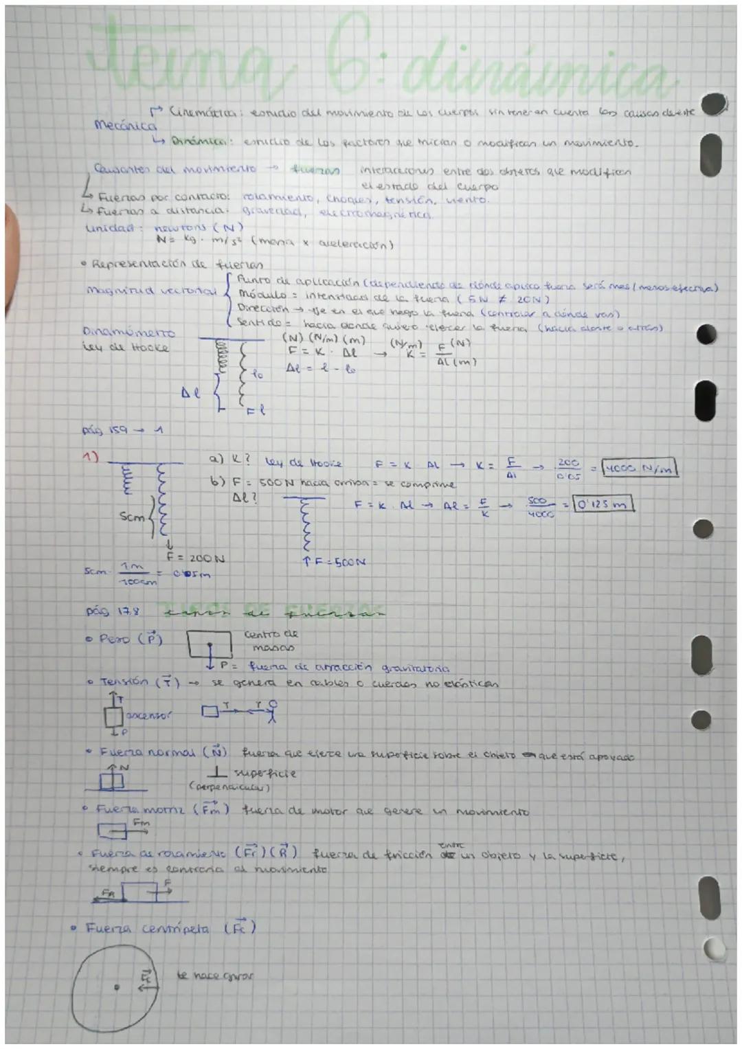 tuna 6: dinámica.
Cinemátios: estudio del movimiento de los cuerpos sin tener en cuenta las causas de este
↳ Dinámica: emicio de los factore