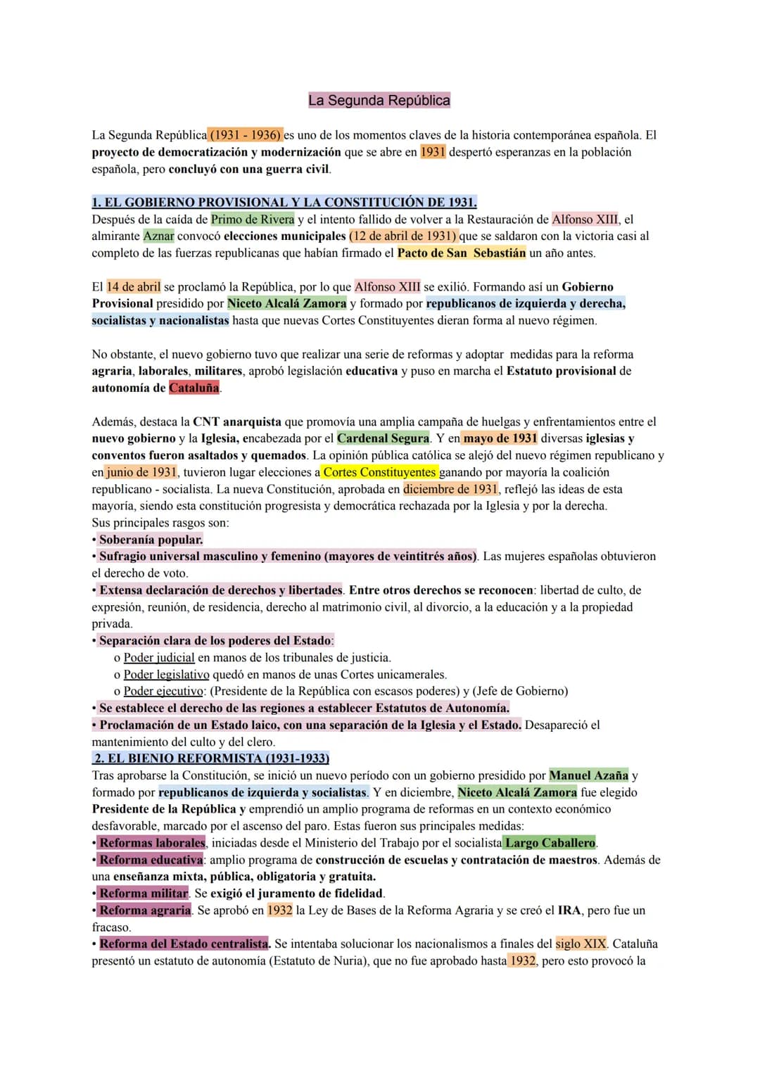 La Segunda República
La Segunda República (1931-1936) es uno de los momentos claves de la historia contemporánea española. El
proyecto de de
