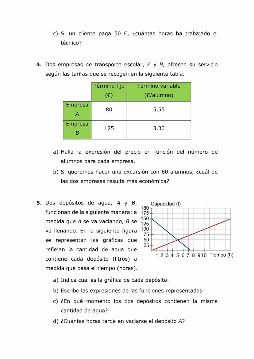 1. Obtén la ecuación de la recta que pasa por los siguientes pares de
puntos.
a) A(1, 5) y B(-3, -15)
b) A(-1, -1) y B(0, 2)
c) A(1, 1) y B(
