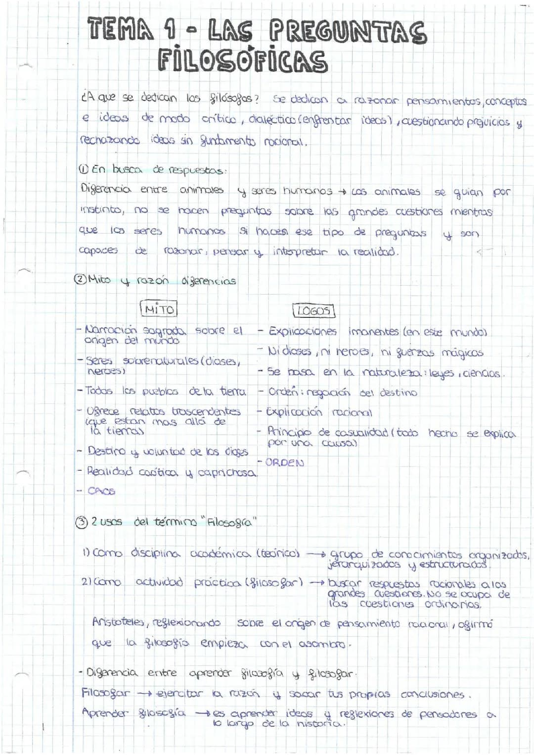 Apuntes de filosofía de primero de bachillerato ciencias sociales.