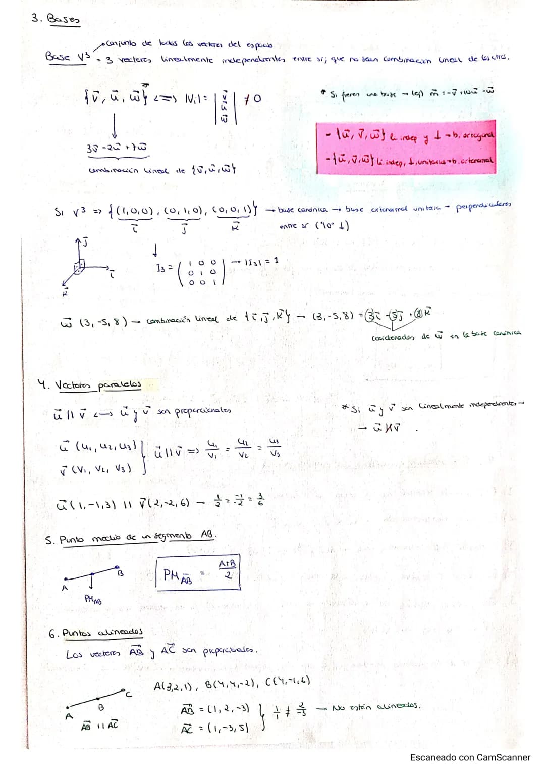 TEMA 7: scometrin en el espacio - sectares
Plano
2 dimensiones
y
• Puntos
P(2,1)
• Vectores - v (-1,0)
• Rectos - r, s, t.
1. Definición.
Un