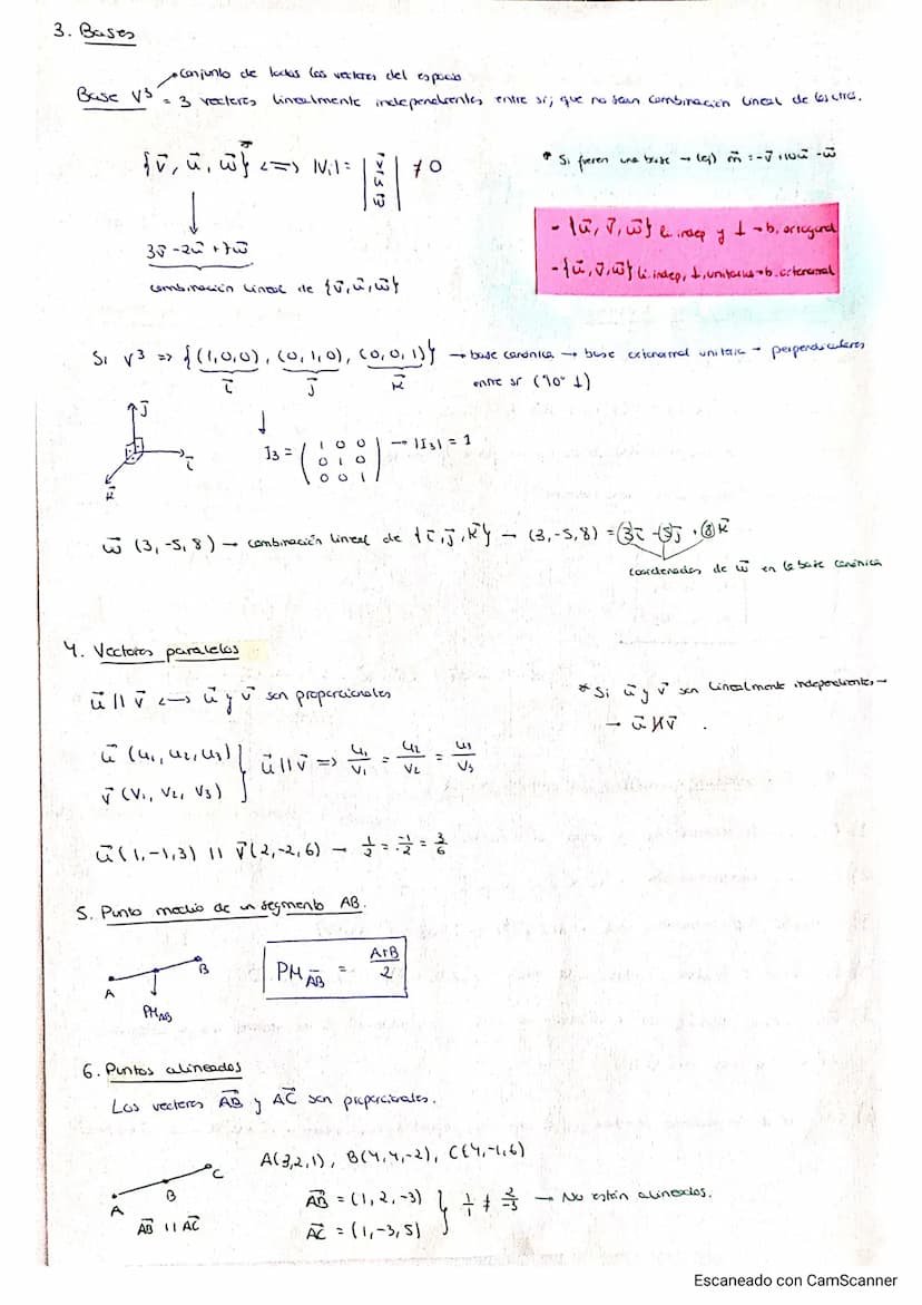 TEMA 7: scometrin en el espacio - sectares
Plano
2 dimensiones
y
• Puntos
P(2,1)
• Vectores - v (-1,0)
• Rectos - r, s, t.
1. Definición.
Un
