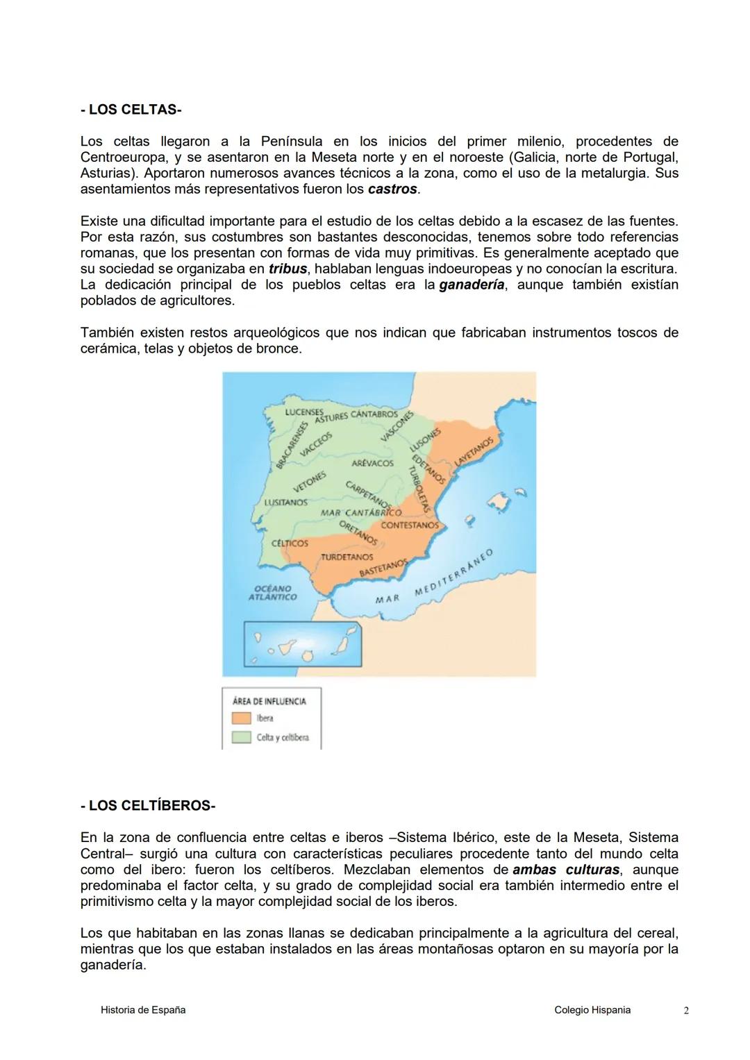 1. LOS PUEBLOS PRERROMANOS
Introducción
Durante el primer milenio se fueron conformando en la Península dos culturas distintas, pero
relativ