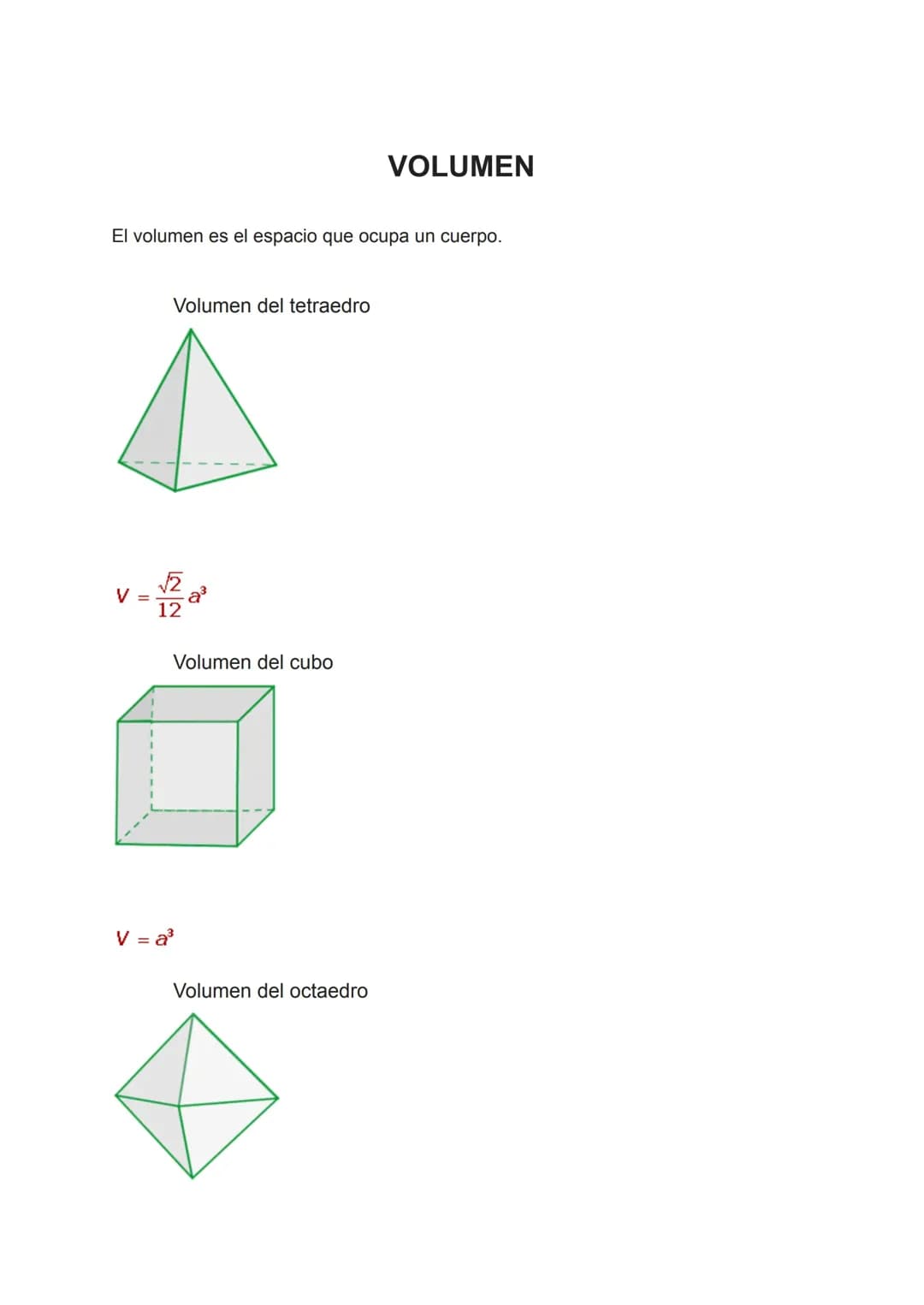 Volúmenes y áreas de figuras geométricas