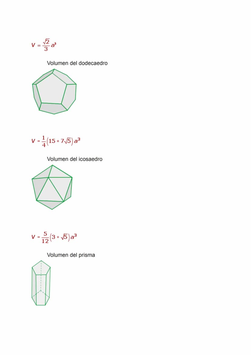 El volumen es el espacio que ocupa un cuerpo.
Volumen del tetraedro
√√2
V =
2
a³
Volumen del cubo
V = a³
VOLUMEN
Volumen del octaedro V =
1-