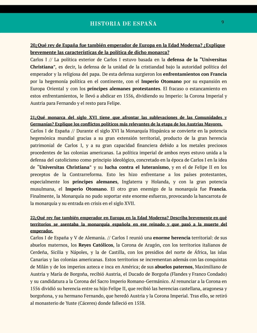 Preguntas cortas
Bloque 1-4
Retrato ecuestre de Carlos V en Mülberg realizado por Tiziano en 1548
A
GEOGRAFIA
E HISTORIA
Carlos Javier Garri