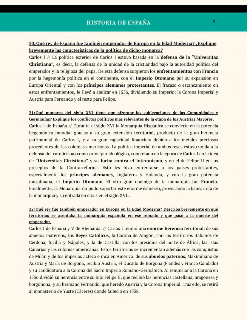 Preguntas cortas
Bloque 1-4
Retrato ecuestre de Carlos V en Mülberg realizado por Tiziano en 1548
A
GEOGRAFIA
E HISTORIA
Carlos Javier Garri