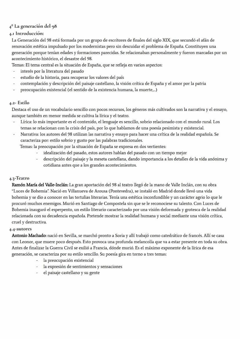 Literatura
1º Apartado I
Los últimos años del siglo XIX supone una etapa de grandes dificultades para la economía y la política española. Es