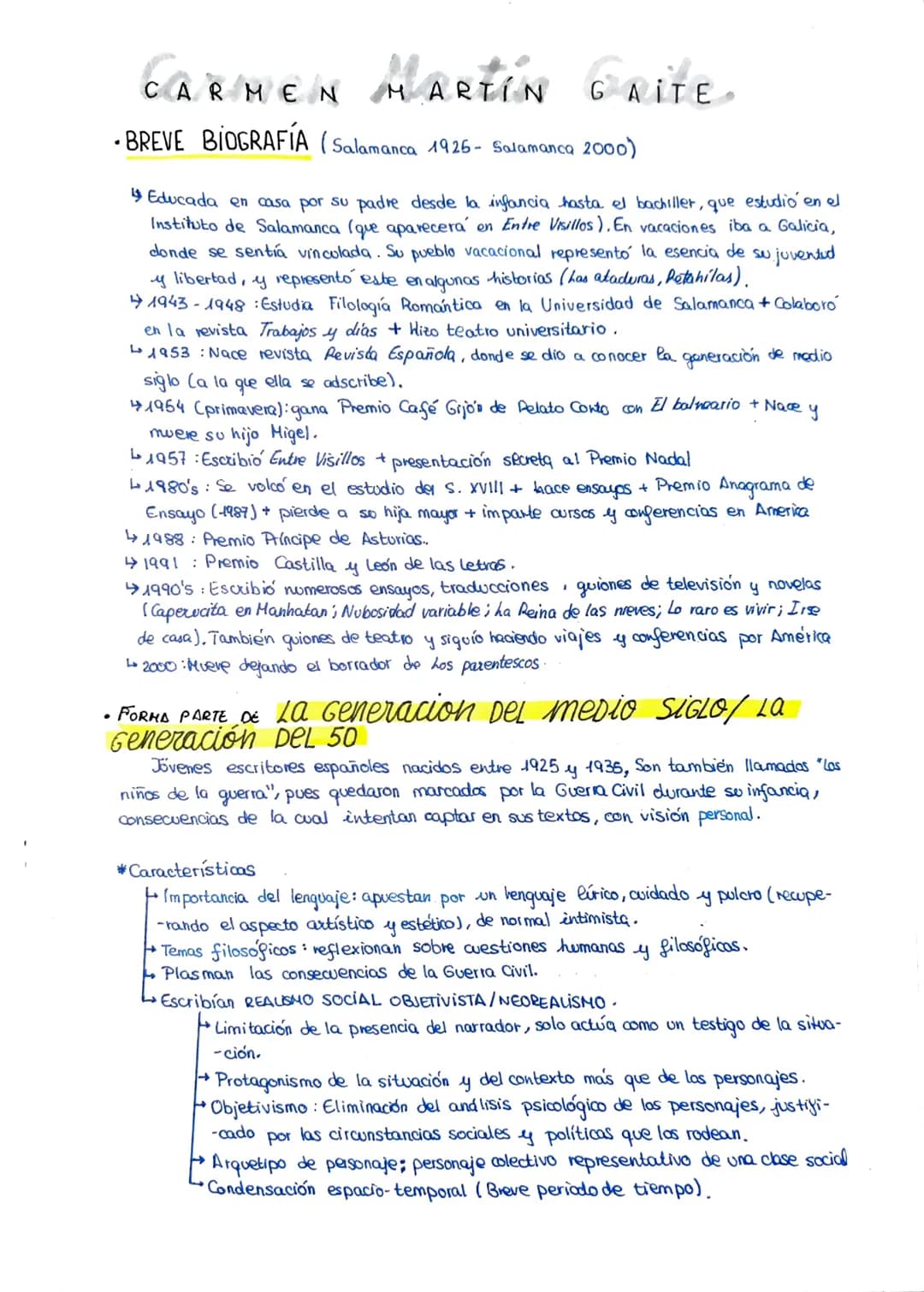 CARMEN MARTÍN
• BREVE BIOGRAFÍA (Salamanca 1926- Salamanca 2000)
GAITE
Educada en casa por su padre desde la infancia hasta el bachiller, qu