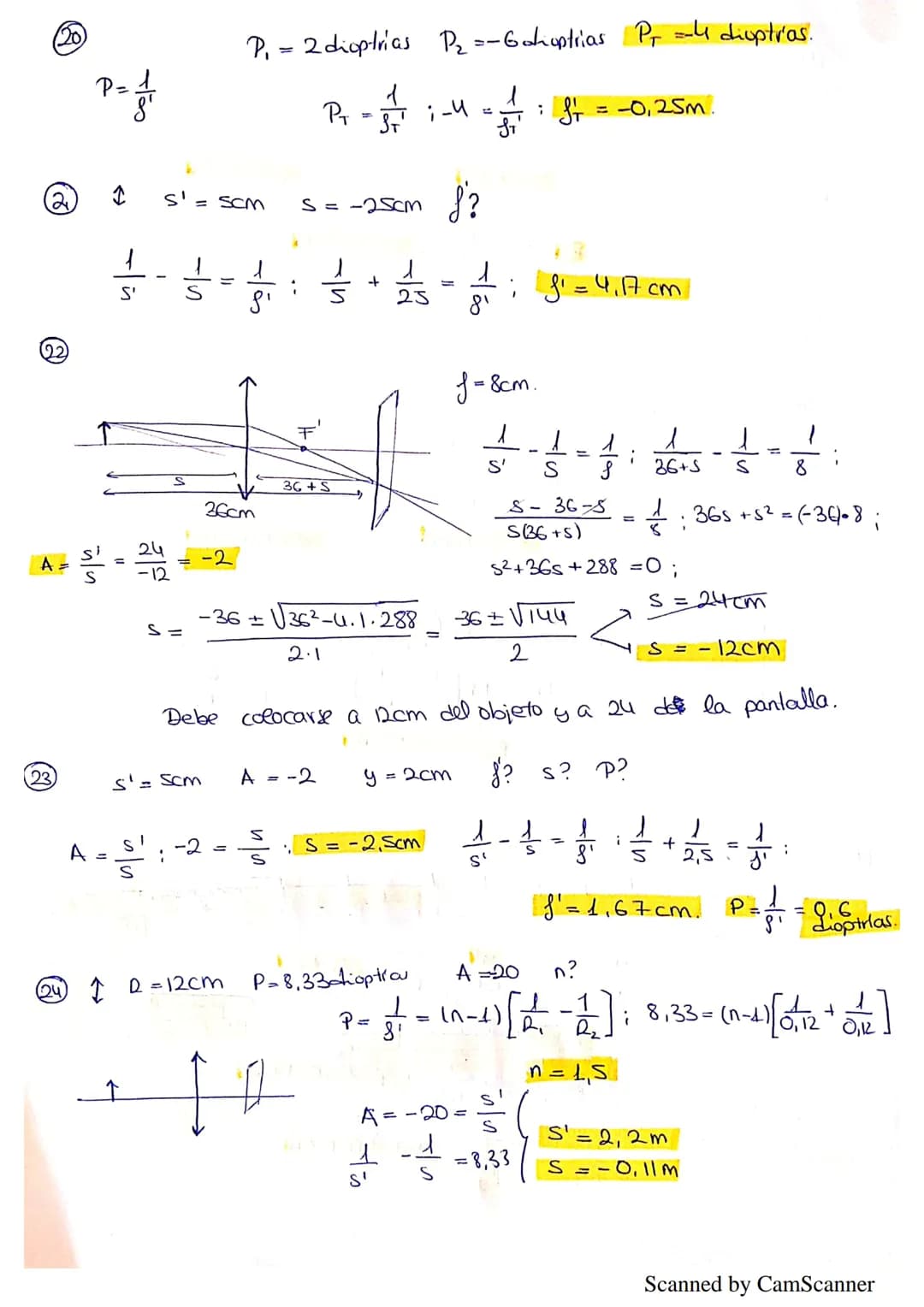 EJERCICIOS DE FÍSICA. TEMA 4: ÓPTICA.
P2 1. ¿Qué diferencias fundamentales existen entre una imagen real y una virtual?
2. Delante de un esp
