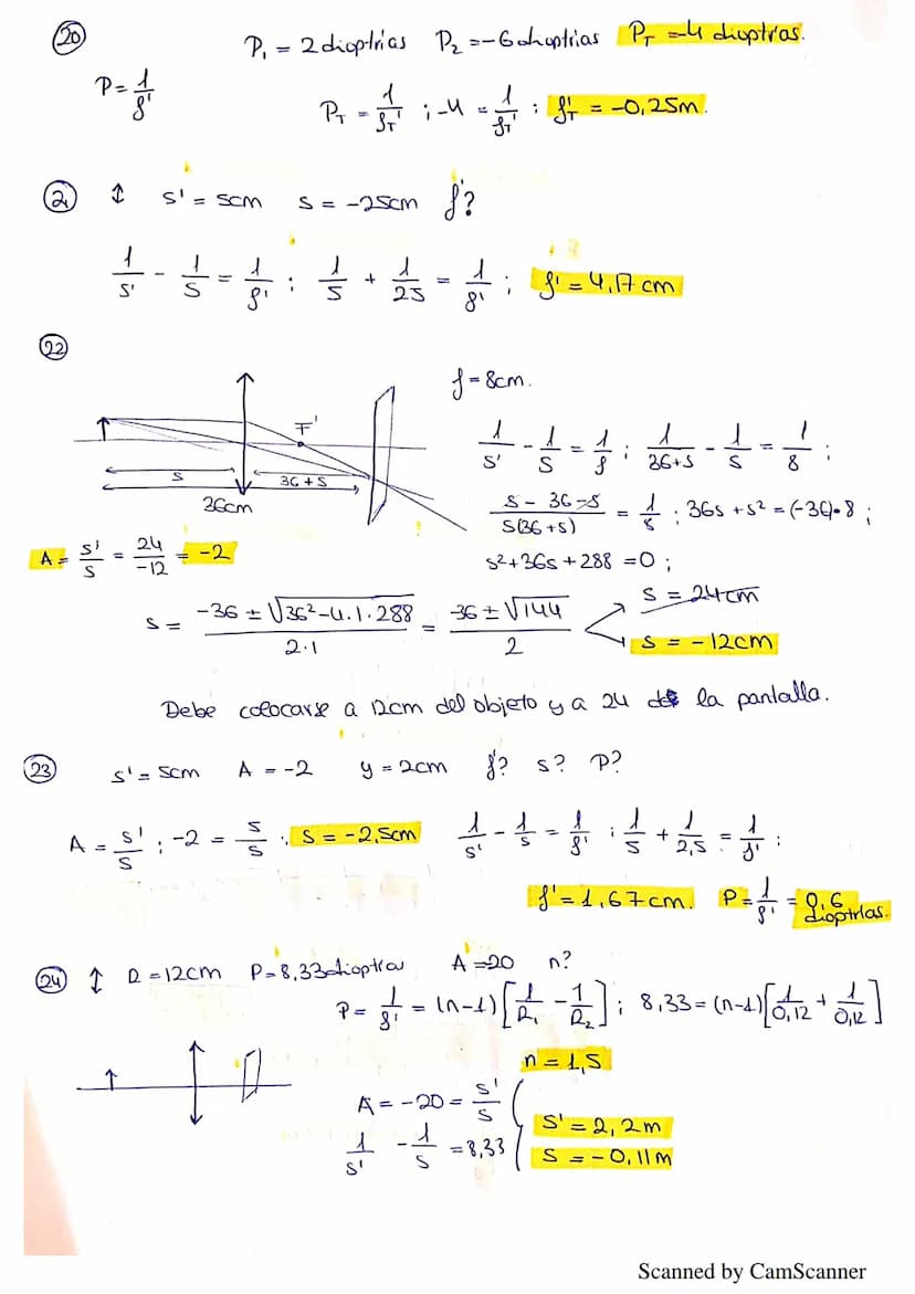 EJERCICIOS DE FÍSICA. TEMA 4: ÓPTICA.
P2 1. ¿Qué diferencias fundamentales existen entre una imagen real y una virtual?
2. Delante de un esp