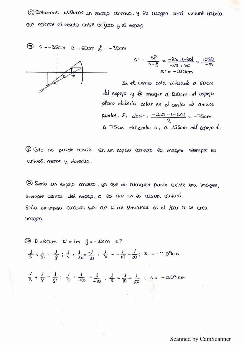 EJERCICIOS DE FÍSICA. TEMA 4: ÓPTICA.
P2 1. ¿Qué diferencias fundamentales existen entre una imagen real y una virtual?
2. Delante de un esp