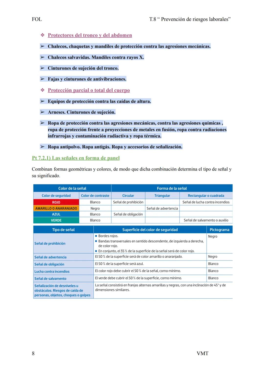 FOL
T.8 " Prevención de riesgos laborales"

Pt.1) Marca normativo básico

La normativa española en materia de prevención de riesgos laborale