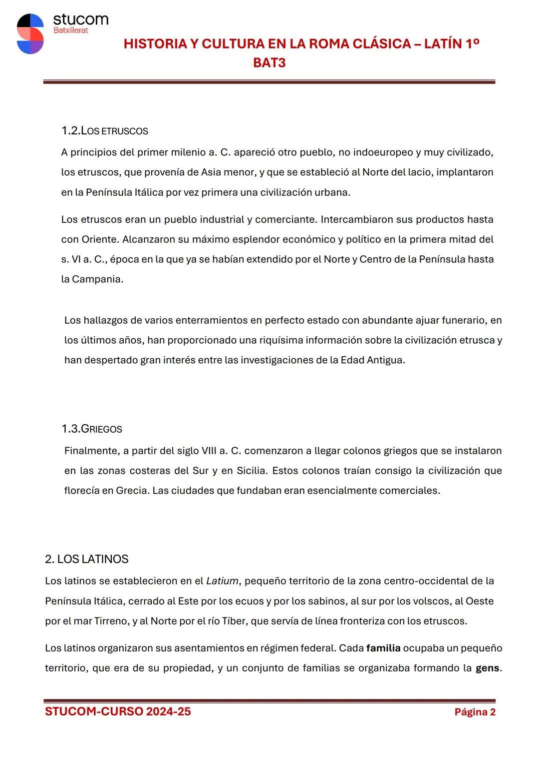 # stucom
Batxillerat

# HISTORIA Y CULTURA EN LA ROMA CLÁSICA - LATÍN 1°
BAT3

# TEMA 1. EL ORIGEN DE ROMA

Al poco tiempo de ser fundada, R