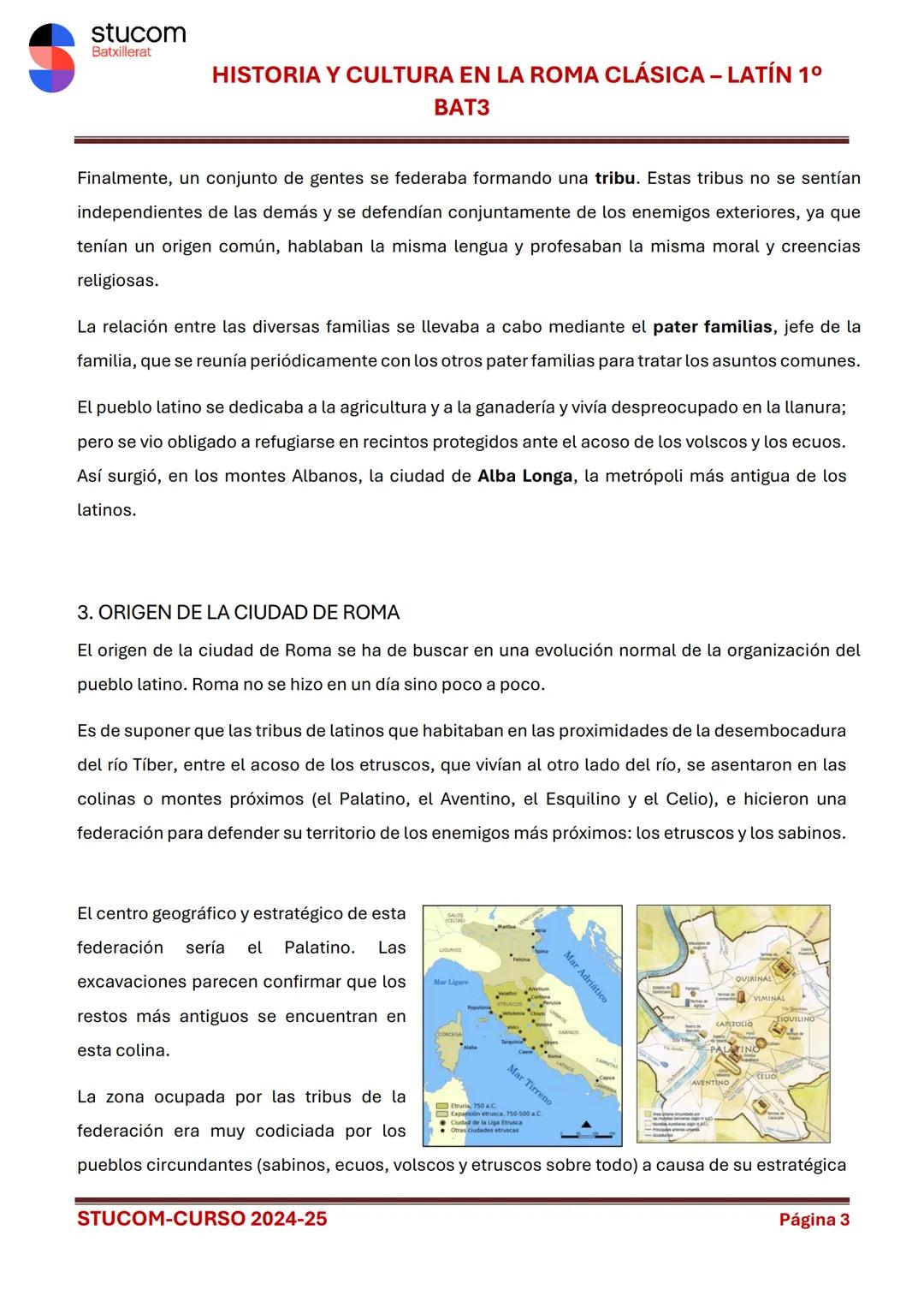 # stucom
Batxillerat

# HISTORIA Y CULTURA EN LA ROMA CLÁSICA - LATÍN 1°
BAT3

# TEMA 1. EL ORIGEN DE ROMA

Al poco tiempo de ser fundada, R