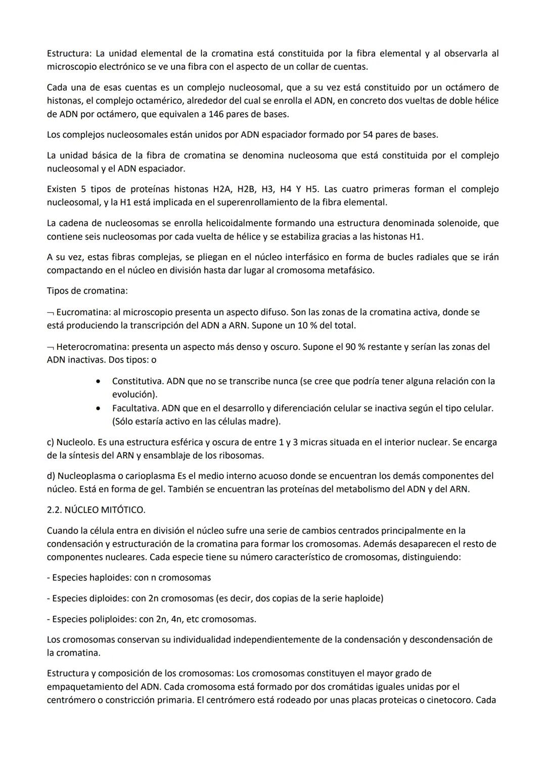 TEMA 14. LA CÉLULA EUCARIOTA. EL NÚCLEO CELULAR.
1.-Características generales.
2.- Estructura y composición
2.1. Núcleo interfásico.
2.2. Nú