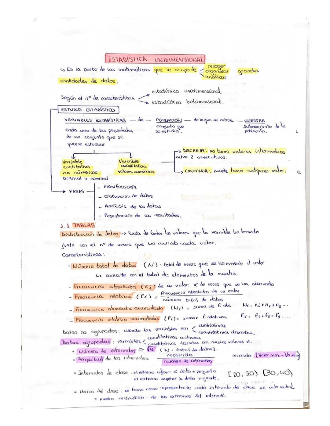 
<p>La estadística unidimensional es la parte de las matemáticas que se ocupa de organizar, recoger y analizar grandes cantidades de datos. 