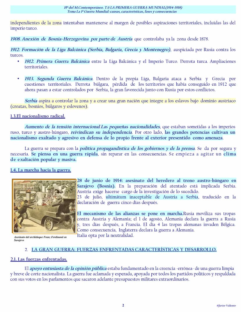 INTRODUCCIÓN
Los primeros años del siglo XX se desarrollan en un clima de "paz armada". Las rivalidades entre las potencias
provocaron numer
