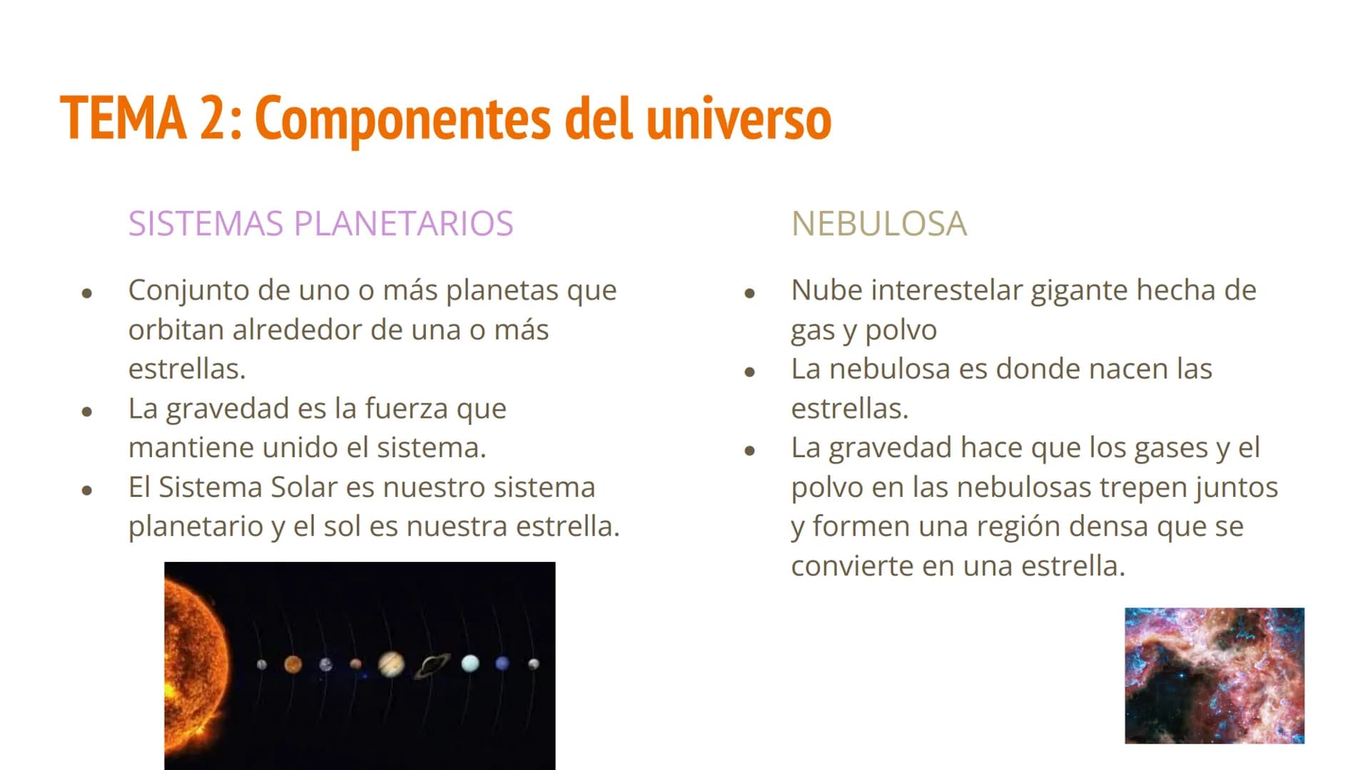 EL UNIVERSO
1º ESO C TEMA 1: El universo
El universo es TODO lo que ha existido, existe y existirá. Es todo lo que
podemos tocar, sentir, pe