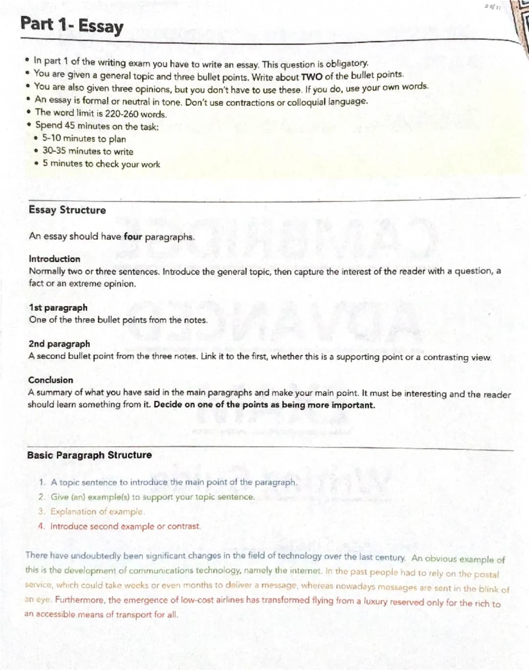 CAMBRIDGE
ADVANCED
EXAM
Writing Guide Part 1- Essay
•In part 1 of the writing exam you have to write an essay. This question is obligatory.

