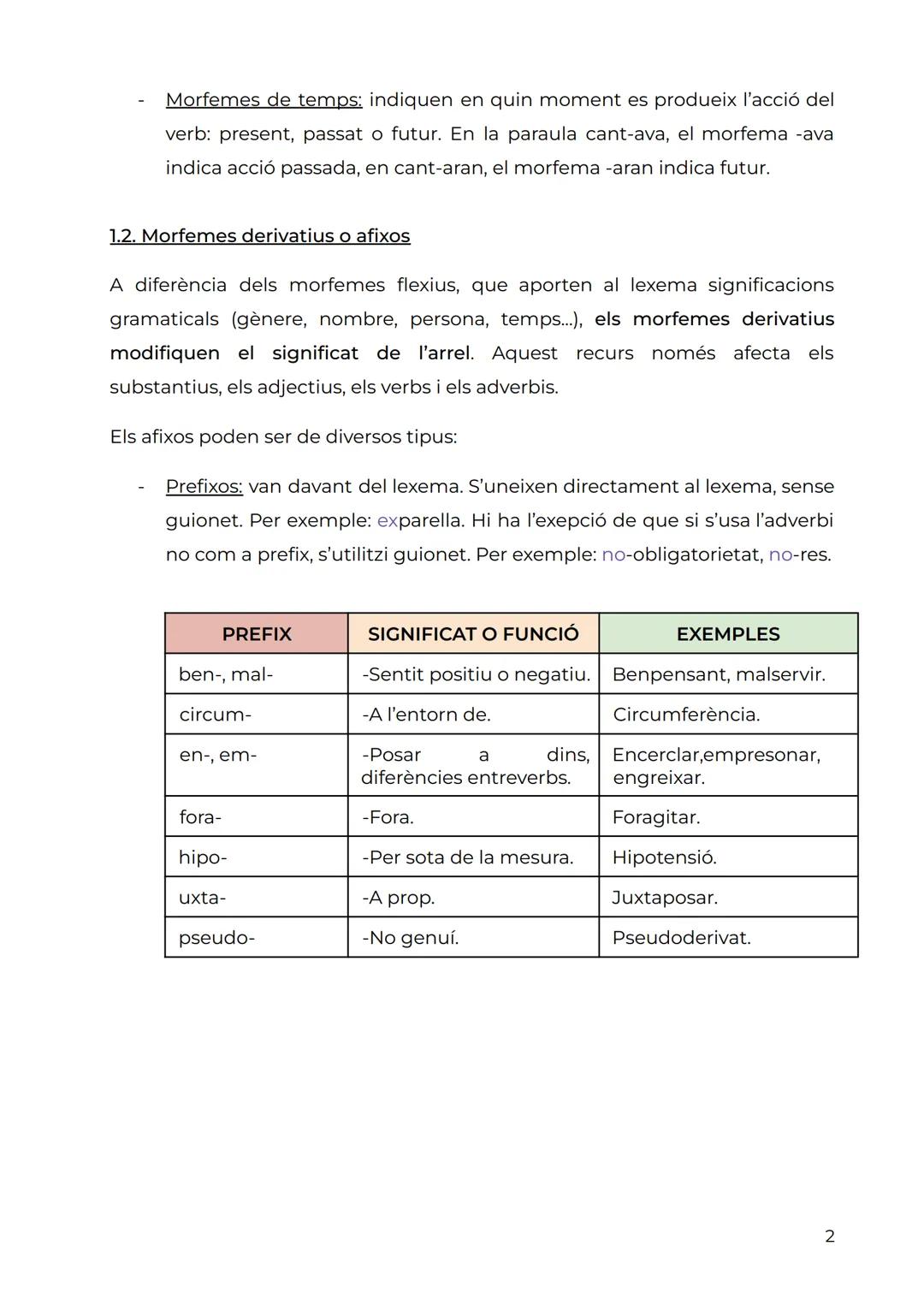 # LA DERIVACIÓ

1. LEXEMA I MORFEMA

Les praules es componen de lexemes i morfemes:

- Els lexemes són sons als que anomenem "marca de famíl