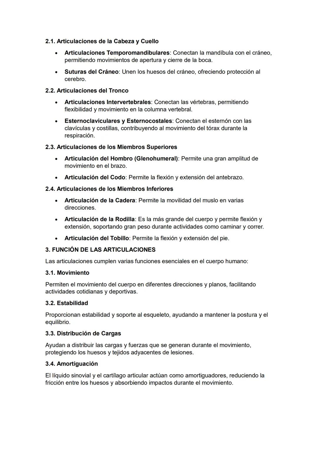 TIPOS, LOCALIZACIÓN Y FUNCIÓN DE LAS
PRINCIPALES ARTICULACIONES
Las articulaciones son estructuras fundamentales en el sistema esquelético q