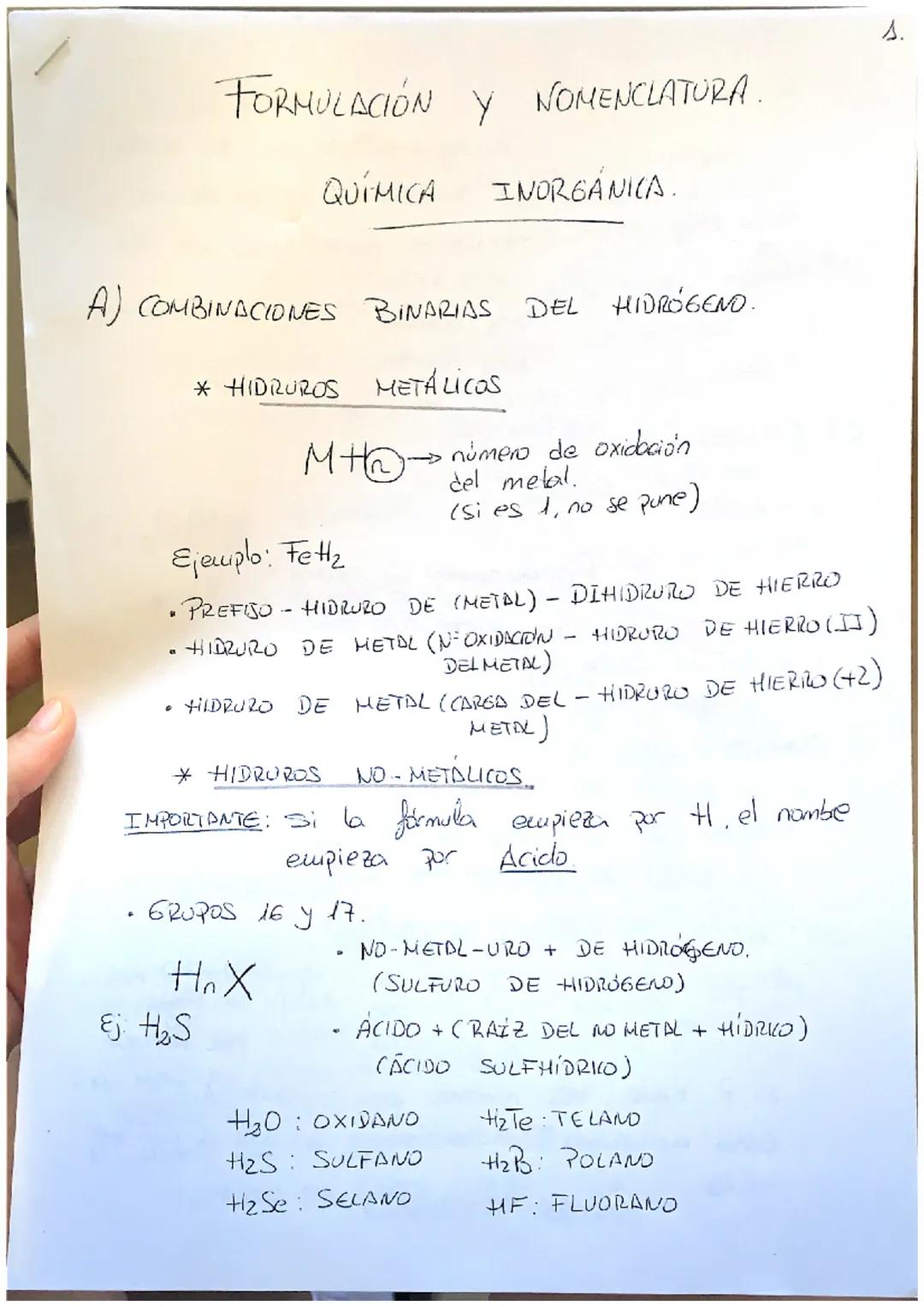 FORMULACIÓN Y NOMENCLATURA QUÍMICA INORGANICA