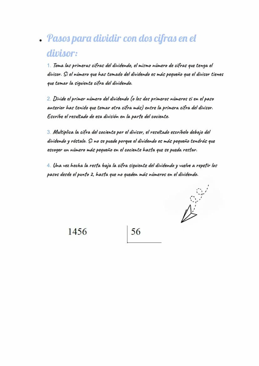Partes de una división:
Dividendo Es el número que se va a dividir.
Divisor = Es el número por el que se divide el dividendo.
Cociente = Es 
