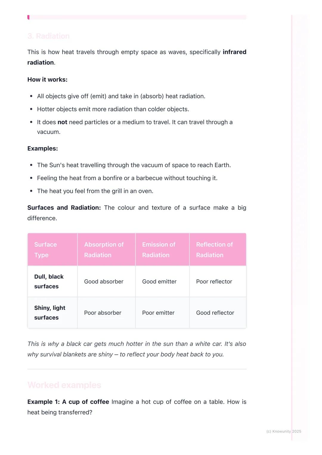 # Heat Transfer

An introduction to heat transfer

Heat is a form of energy, called thermal energy. It always moves from a hotter
place to a