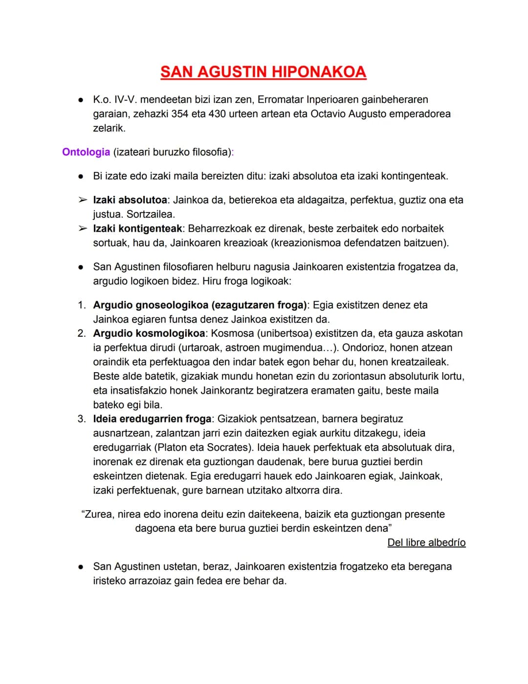 SAN AGUSTIN HIPONAKOA
• K.o. IV-V. mendeetan bizi izan zen, Erromatar Inperioaren gainbeheraren
garaian, zehazki 354 eta 430 urteen artean e