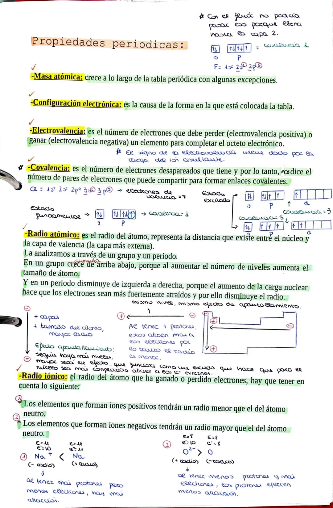 Propiedades periodicas:
✓
-Masa atómica: crece a lo largo de la tabla periódica con algunas excepciones.
-Configuración electrónica: es la c