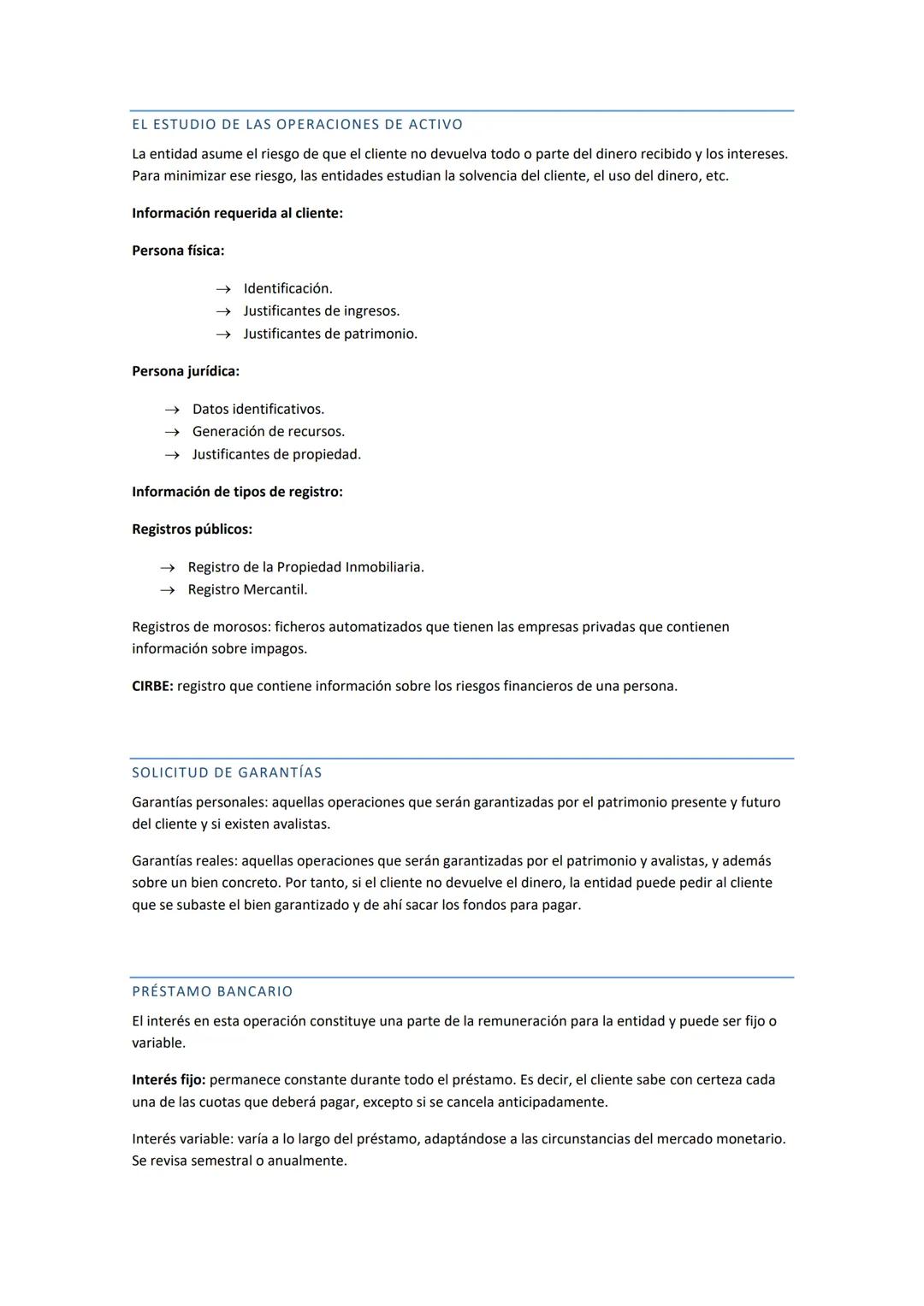 # 2. Los productos y servicios bancarios

OPERACIONES BANCARIAS Y COMISIONES

Operaciones pasivas: las entidades bancarias reciben depósitos