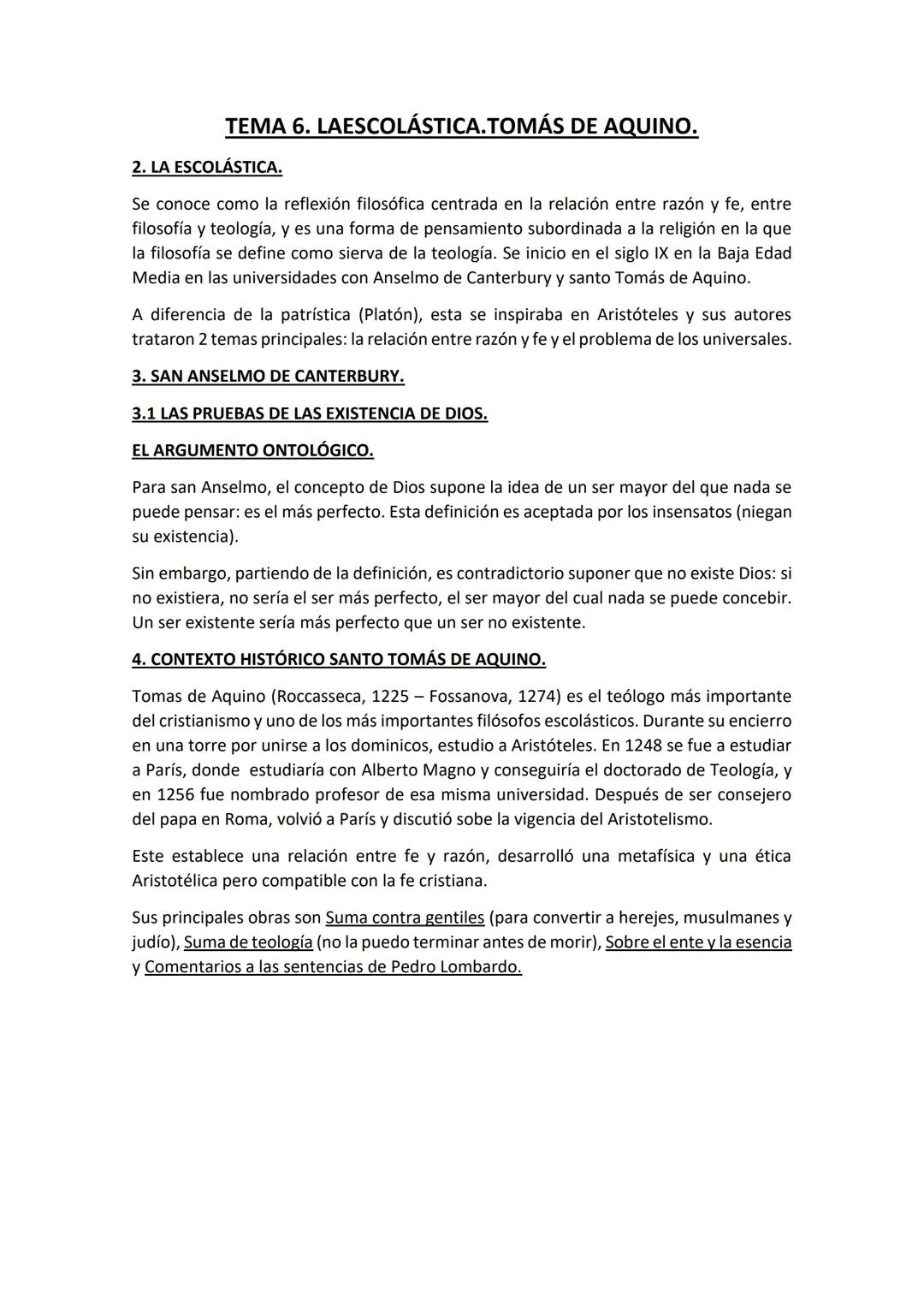TEMA 6. LAESCOLÁSTICA.TOMÁS DE AQUINO.
2. LA ESCOLÁSTICA.
Se conoce como la reflexión filosófica centrada en la relación entre razón y fe, e